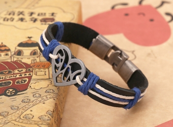 Браслет Сердца кожа ручная работа арт.2148-1