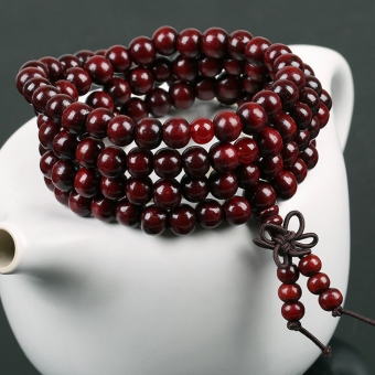 Браслет Индия Дольчатый красный сандаловое дерево арт.2235