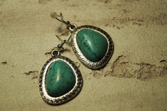 Серьги черненое серебро Бирюза арт.1554