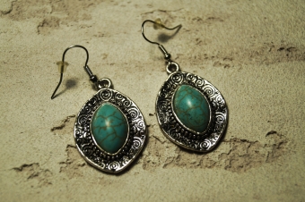 Серьги черненое серебро Бирюза арт.1555