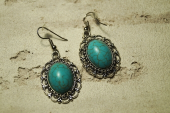 Серьги черненое серебро Бирюза арт.1560