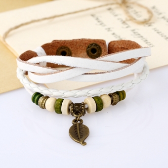 Браслет кожа с лепестком ручная работа арт.2150