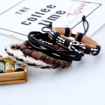 Браслет кожа Сандаловое дерево ручная работа арт.2177