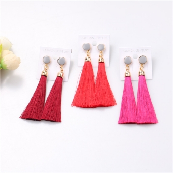 Серьги кисточки красные арт.2289-11