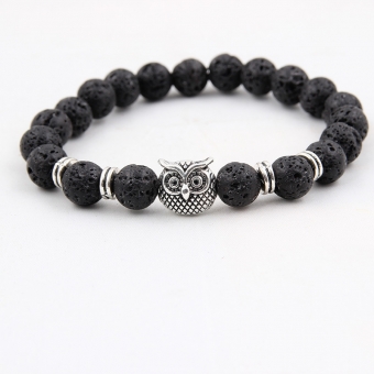 Браслет Вулканический камень Сова арт.2229
